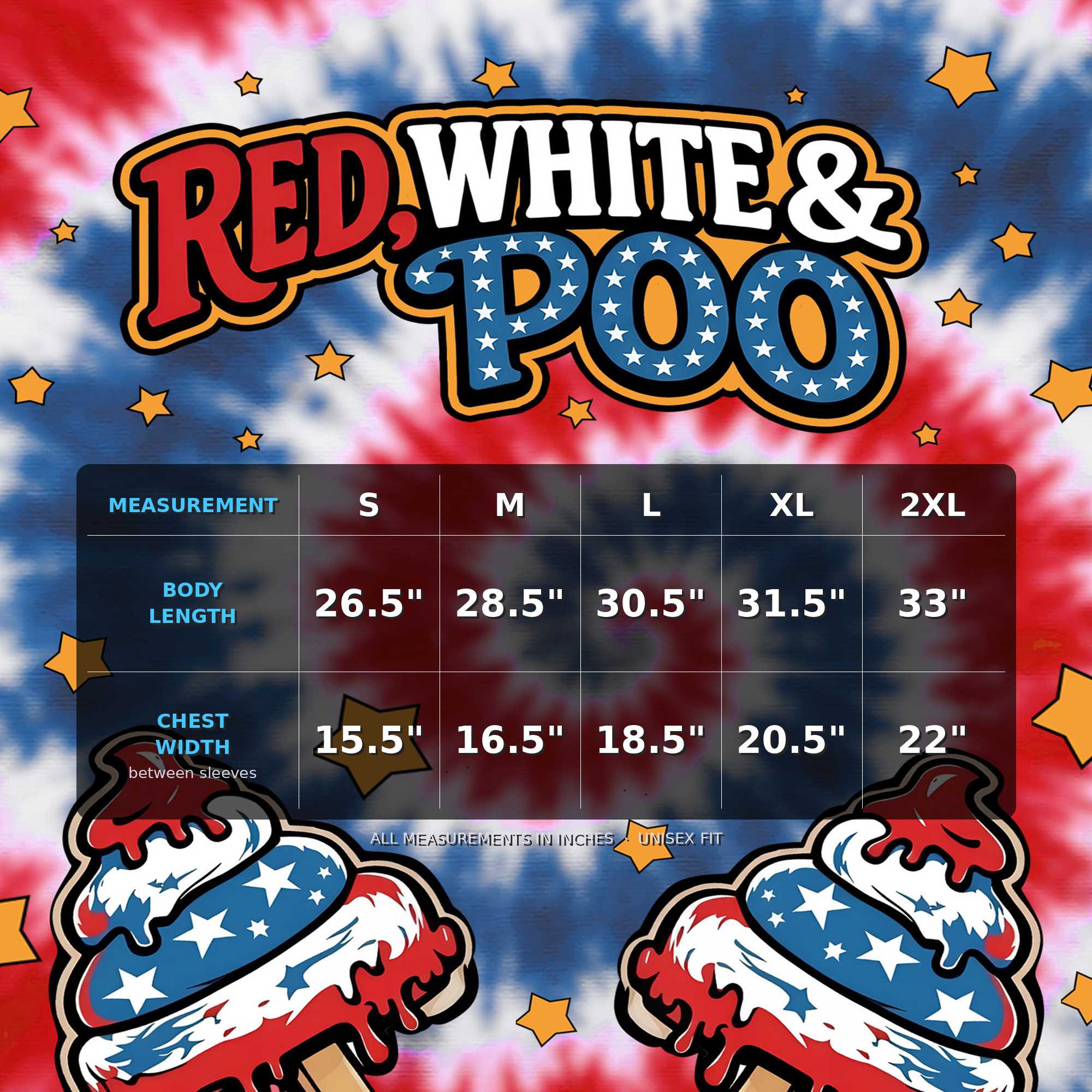 Red White & Poo Tie-Dye Tee 'Merica 250 Tour
