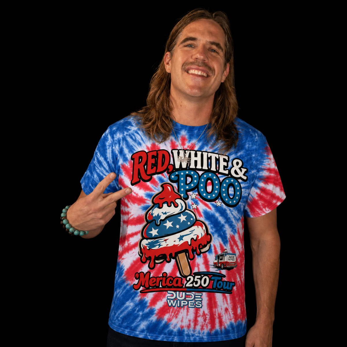 Red White & Poo Tie-Dye Tee 