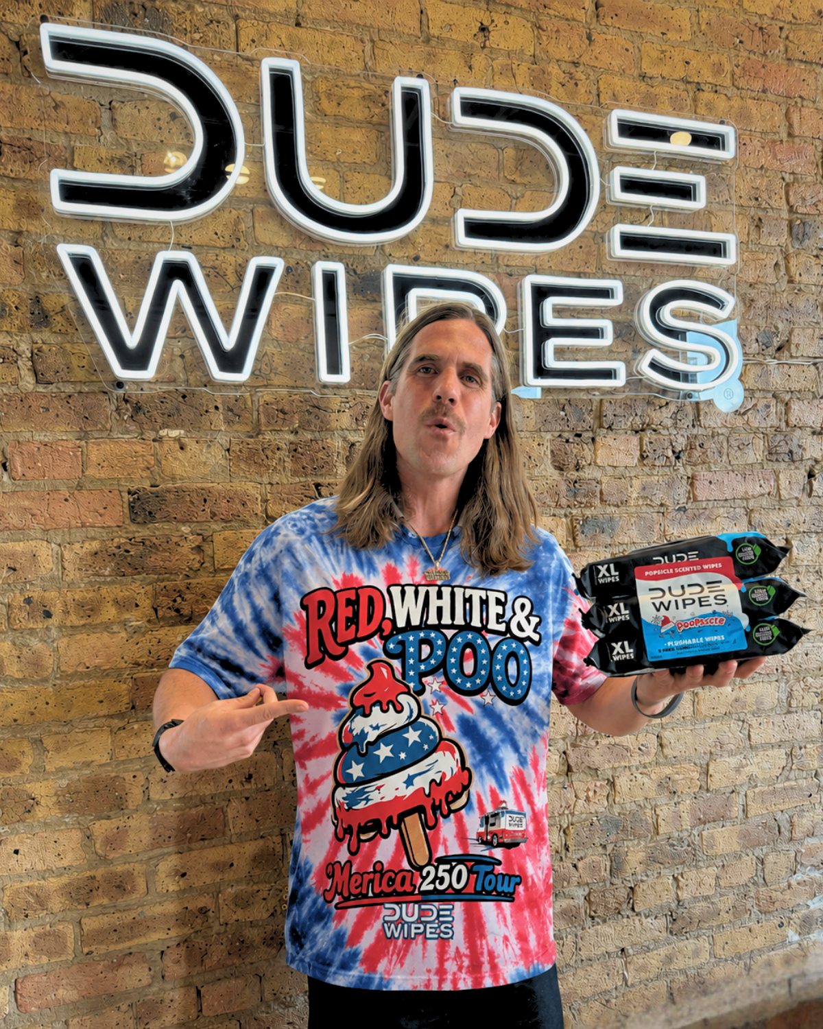 Red White & Poo Tie-Dye Tee 'Merica 250 Tour
