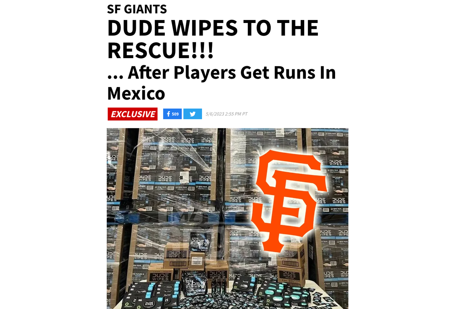 SF Giants Score a Season’s Worth of DUDE Wipes After Messy Mexico Series